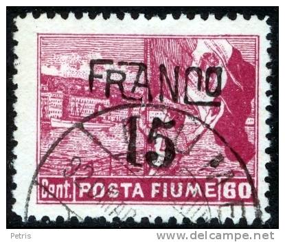 Fiume 1919 Posta Fiume 15 Su 60 C  Usato  - Lot. 11d - Fiume