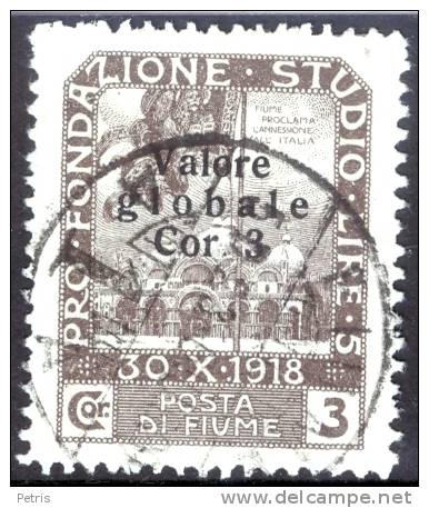 Fiume 1920 Pro Fondazione Sovrast. Valore Globale 3C Su 3 C 2a Tir. Usato - Lot. 12d - Fiume