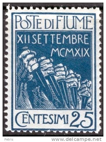 Fiume 1920 Ingresso Legionari 25 C MH - Lot. 21b - Fiume