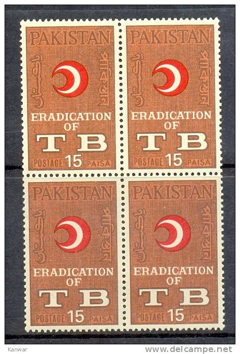 1967 PAKISTAN TUBERCULOSIS ERADICATION CAMPAIGN TB MEDICAL HEALTH BLOCK OF 4 UMM. - Pakistan