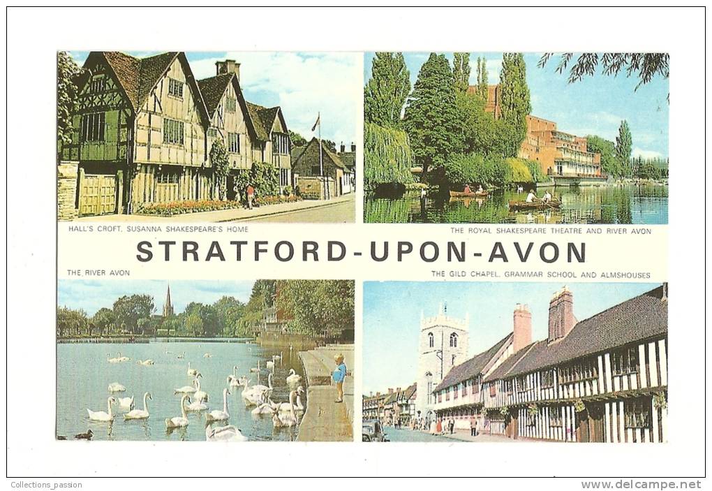 Cp, Angleterre, Stratford-Upon-Avon, Multi-Vues - Stratford Upon Avon