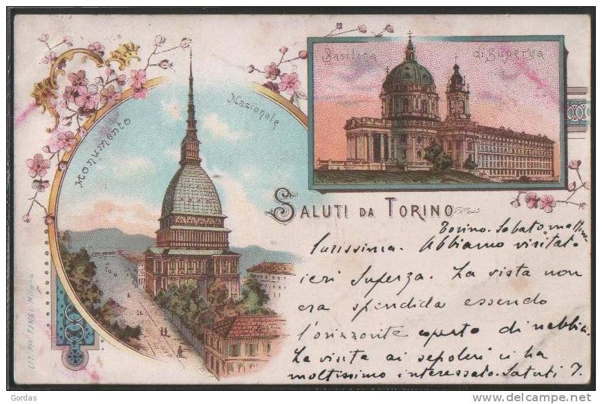 Italy - Torino - Basilica Di Superga - Monumento Nazionale - Litho 1899 - Churches