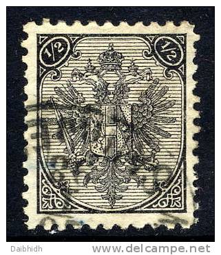 BOSNIA & HERZEGOVINA 1895 ½ Kr. Arms Perforated 10½ Used.  SG 119, Michel 8 II A - Bosnia Herzegovina