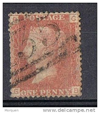 Sello 1 Penny Rojo, Gran Bretaña 1858, Grill 35, Plate 171,  Yvert Num 26 º - Gebruikt