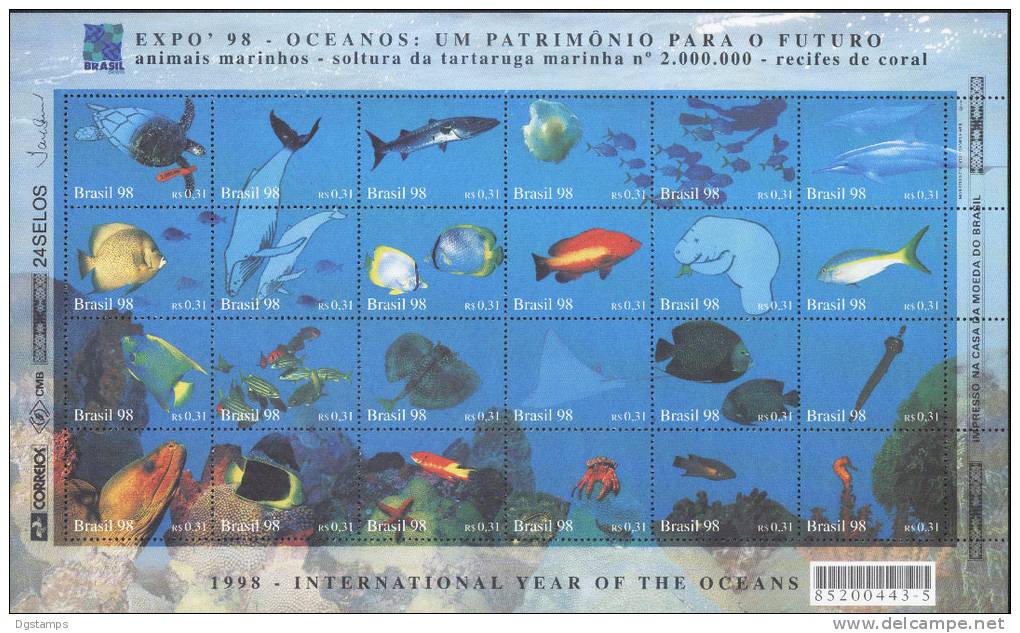 Brasil 1998 YT2400-23 ** Los Oceanos, Patrimonio Para El Futuro. Fauna Marina. Expo Portugal 98 - Unused Stamps