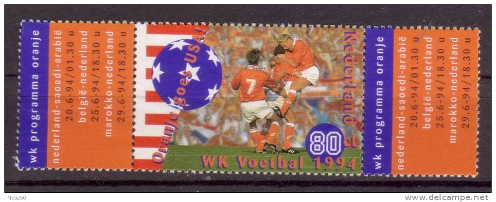 Nederland 1994 NVPH Nr 1614 Mi Nr 1516 Wereldkampioenschap Voetbal Met 2 Tabs! - Gebruikt