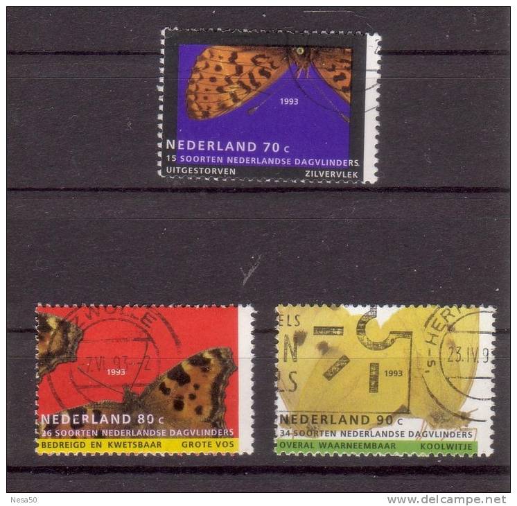 Nederland 1993 NVPH Nr 1553-1555 Mi Nr 1470-72 Natuur En Milieu, Vlinders Butterfly - Oblitérés