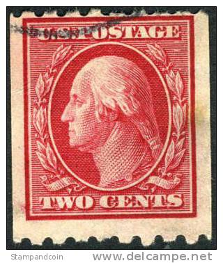 US #391 Used 2c Washington Coil Of 1910 - Rollenmarken