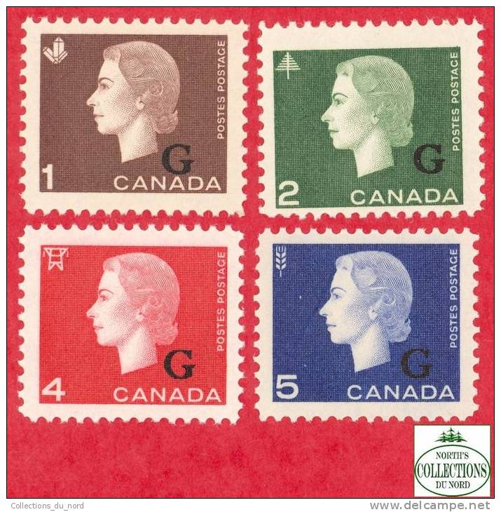 Canada Set Of 4 Stamps # O46 -O49 - Scott - Unitrade - G Overprinted - Mint - Dated: 1963 - Unused Stamps