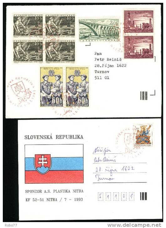 1993 Slovakia. Cover And Postal Card Franked With Czechoslovakia Stamps. Commemorative Postmark.   (E03071) - Lettres & Documents