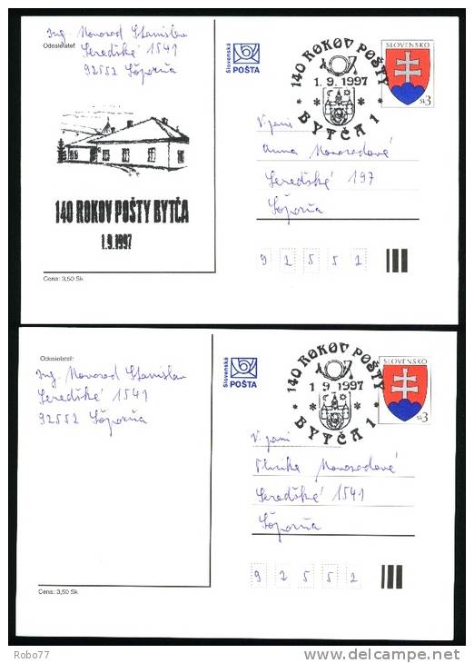 1997 Slovakia Postal Cards  - Two Pieces With Commemorative Postmarks.  (E04020) - Lettres & Documents