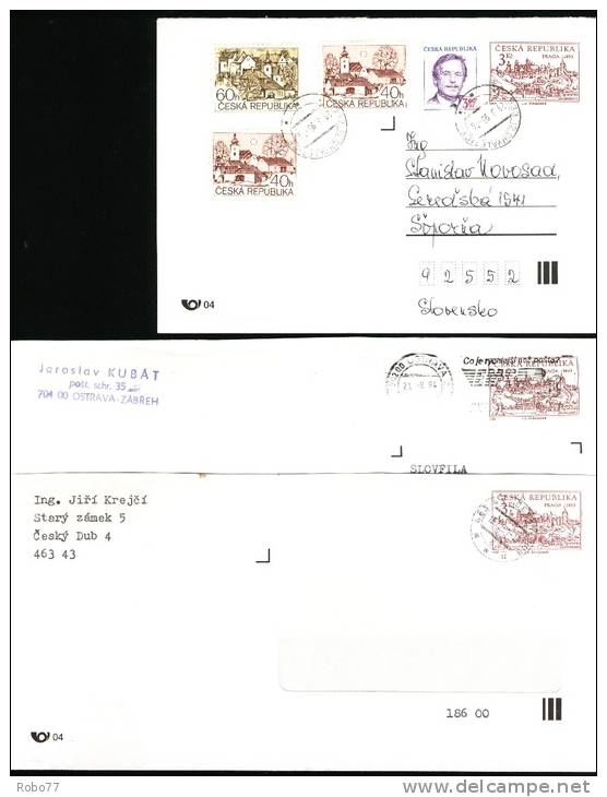 1994, 1995 Czech Republic. Covers  - 3 Pieces. Mich U1 , U2 I., II.  Chvaletice, Ostrava, ÄŒesk&yacute; Dub. (F02026) - Briefe