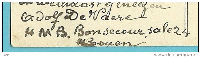 Kaart Verzonden Van HMB BONSECOUR / ROUEN (Hopital Militaire Belge) Met Stempel PosteMilitairesBelgique  8 In 1917 - Armée Belge