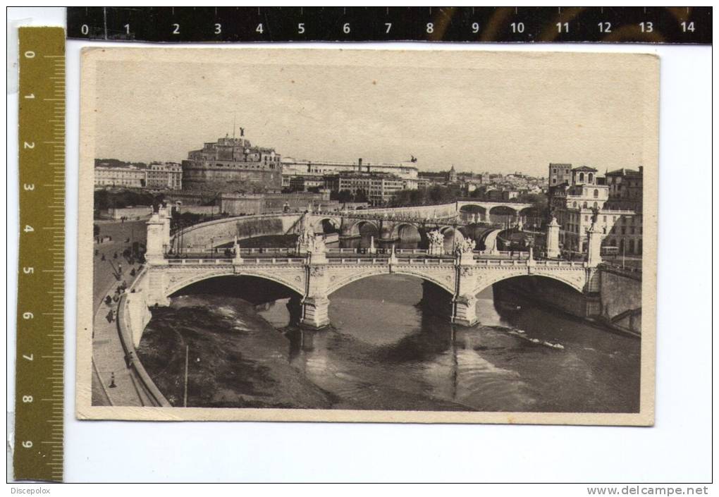 E882 Roma - Ponte Sul Tevere E Castel Sant´Angelo - Old Mini Card / Viaggiata 1934 *Annullo Mostra Rivoluzione Fascista* - Fiume Tevere