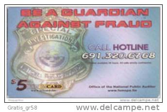 MICRONESIA - Remote Memory 5$ Card , Guardian Against Fraud, Used - Micronesia