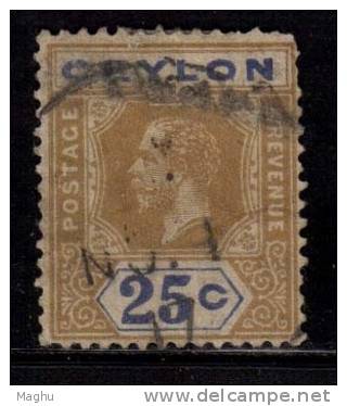 Ceylon / Sri Lanka Used 1912, 25c  Edward. Wmk.  Crown CA - Ceylon (...-1947)