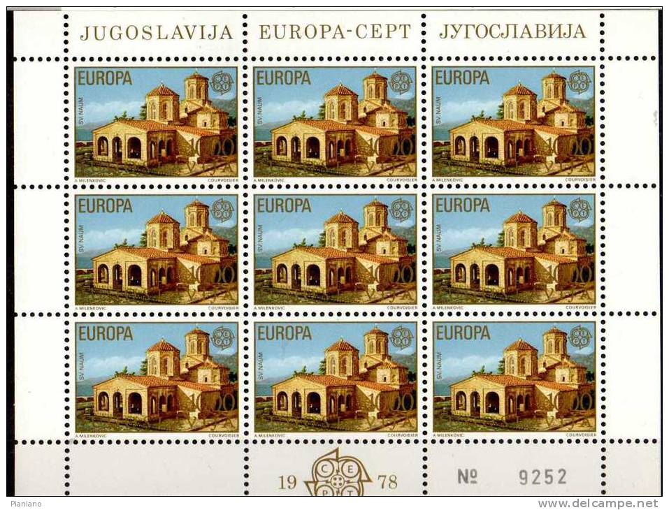 PIA -  JUGOSLAVIA  - 1978  : EUROPA  Mf  - (Yv  1607-08  X  9) - Hojas Y Bloques