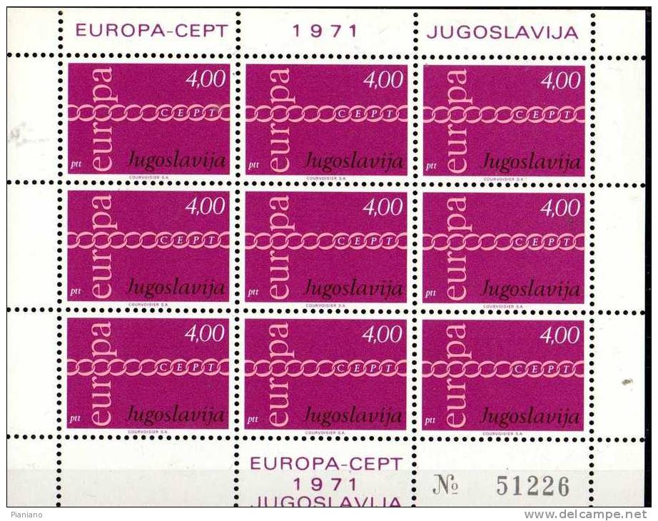 PIA -  JUGOSLAVIA  - 1971  : EUROPA  Mf  - (Yv  1301-02  X  9) - Hojas Y Bloques