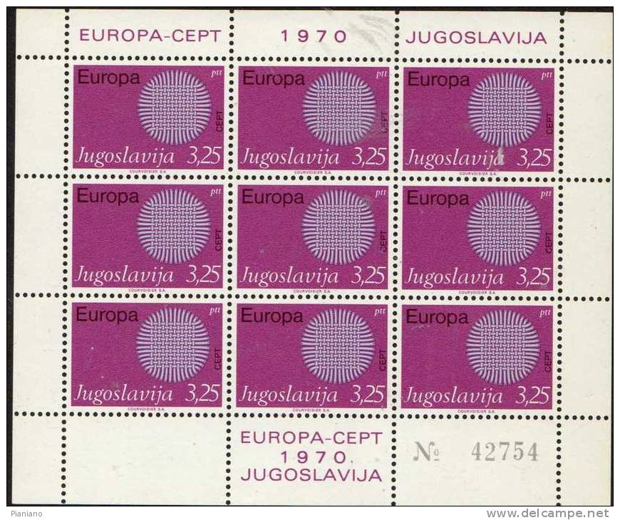 PIA -  JUGOSLAVIA  - 1970  : EUROPA  Mf  - (Yv  1269-70  X  9) - Hojas Y Bloques