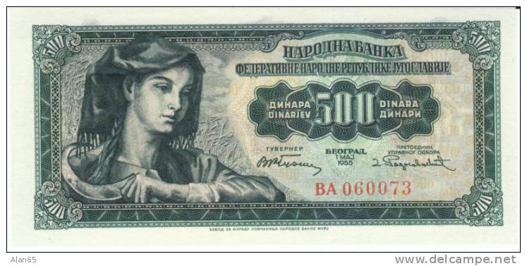 Yugoslavia #70, 500 Dinara 1.5.1955, Banknote Currency - Yugoslavia