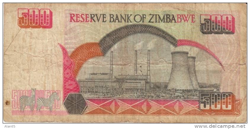 Zimbabwe #11, 500 Dollars 2001 Banknote Currency - Zimbabwe