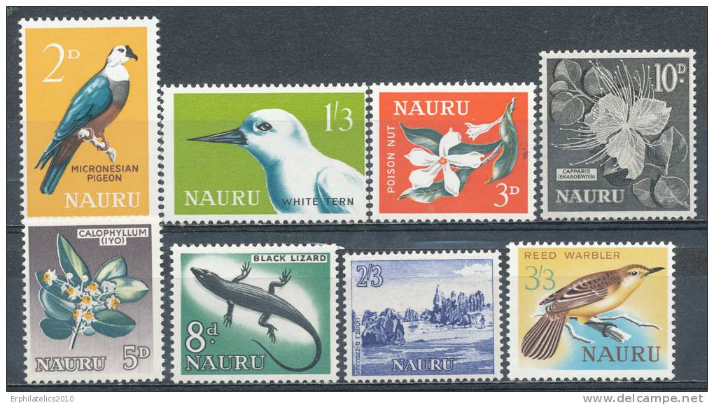 NAURU 1963-65 DEFINITIVES BIRDS AND FLOWERS  SC# 49-56 VF MNH - Nauru