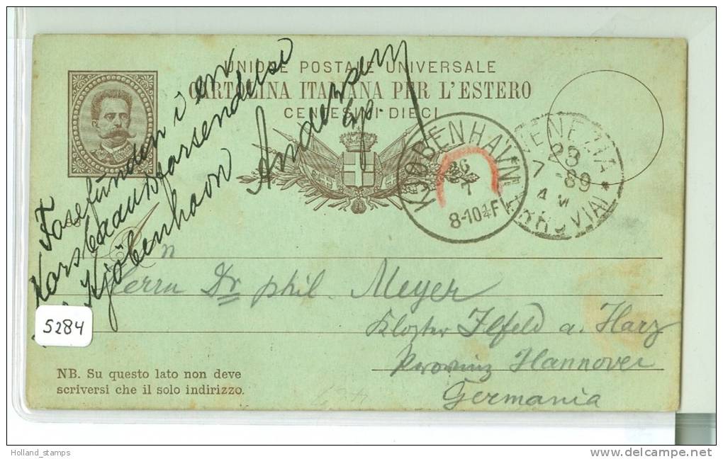 HANDGESCHREVEN BRIEFKAART Uit 1889 Van VENEZIA Via KOBENHAVN Naar HANNOVER (5284) - Interi Postali