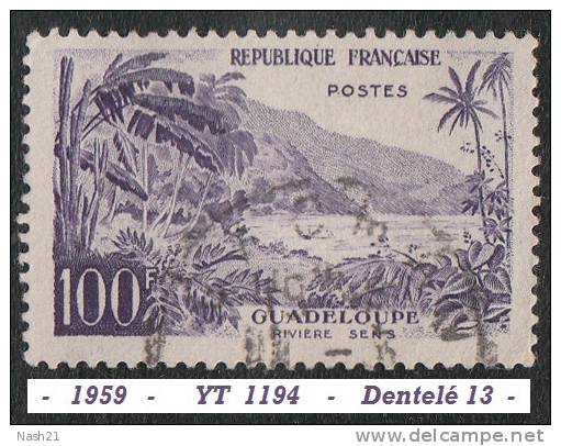 1959 - France - Guadeloupe - Rivière Sens - 100 F. Violet - - Oblitérés