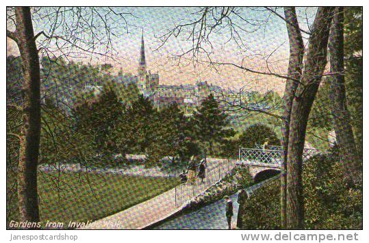 COLOURED POSTCARD GARDENS FROM INVALIDS WALK - BOURNEMOUTH - HAMPSHIRE - Bournemouth (bis 1972)