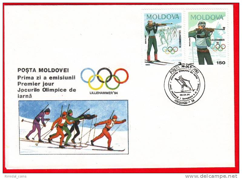 Moldova, First Day Cover Envelope With Stamps, Winter Olympic Games Lillehammer 1994 - Hiver 1994: Lillehammer