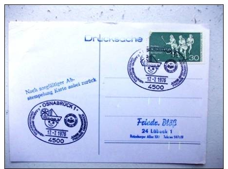 Postkarte 1976 Sst Sonderstempel Osnabrück 2. Jugend Briefmarken Grosstauschtag - Briefe U. Dokumente