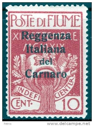 Fiume 1920 Reggenza Italiana Del Carnaro  10c MH - Lot. 22c - Fiume