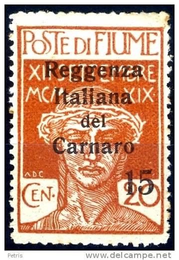 Fiume 1920 Reggenza Italiana Del Carnaro  15c Su 20c MH - Lot. 23a - Fiume