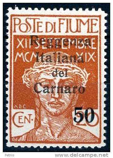 Fiume 1920 Reggenza Italiana Del Carnaro  50c Su 20c  MH - Lot. 24d - Fiume