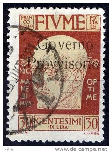 Fiume 1921 Governo Provvisorio 30c Usato - Lot. 26d - Fiume