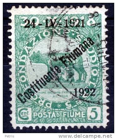 Fiume 1922 Costituente Fiumana 5c Usato - Lot. 27b - Fiume