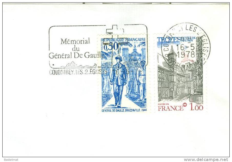 FRANCE ENV  DE GAULLE  FLAMME MEMORIAL DU FENERAL  COLOMBEY  16/5/1978 - De Gaulle (General)