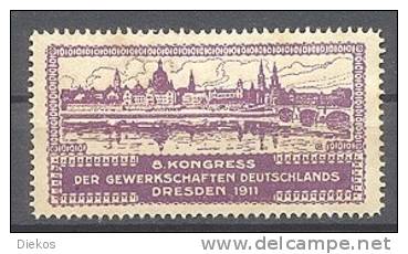 Werbemarke Cinderella Poster Stamp Kongress Der Gewerkschaft Dresden 1911 #82 - Werbung