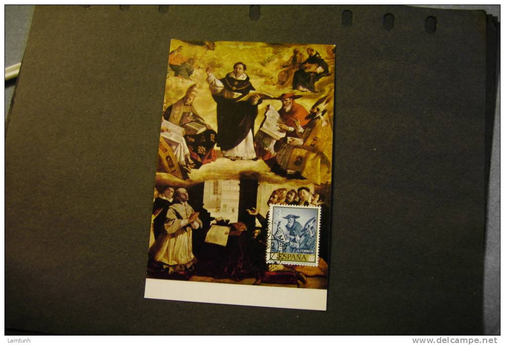 Spain 1102 The Apotheosis Of St Thomas Aquinas By Zuburan Maxi Card Day Of Issue Cancel 1962 A04s - Tarjetas Máxima