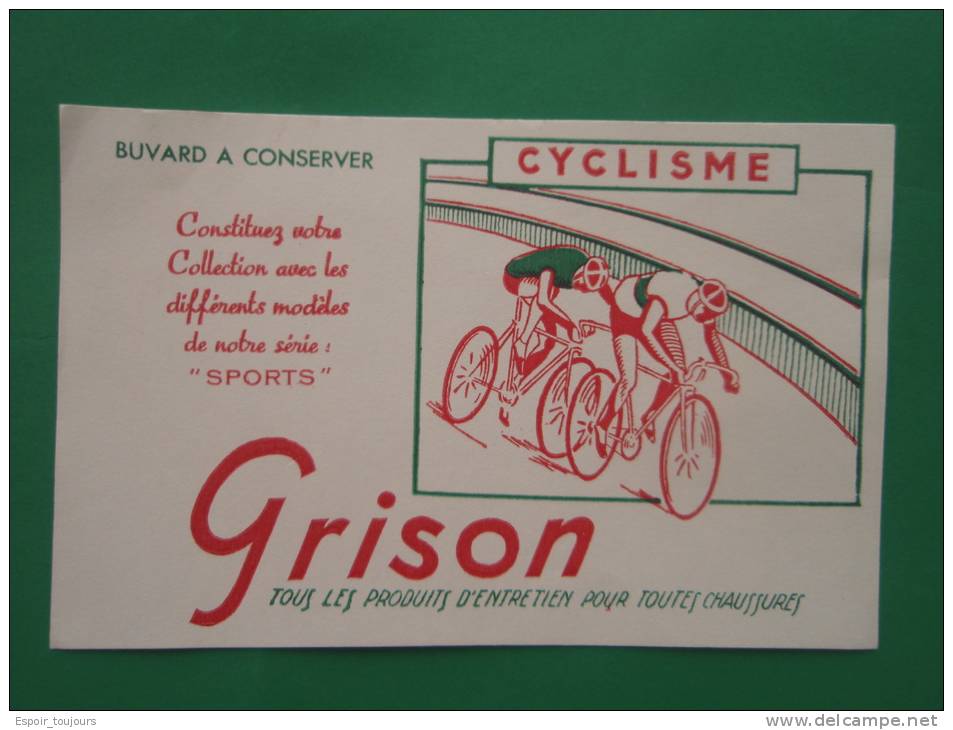 Buvard  . Série  "sports" :Cyclisme . GRISON  -produit D´entretien Pour Chaussures - Sport