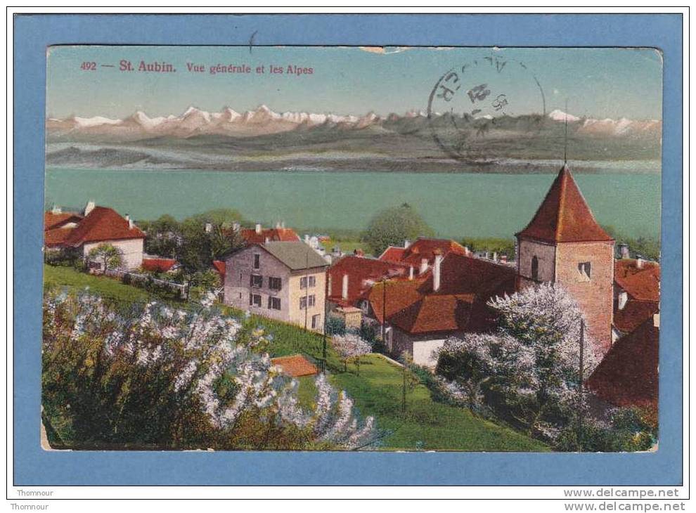 St.  AUBIN .  -  Vue  Générale  Et  Les  Alpes  -  1920 - Saint-Aubin/Sauges