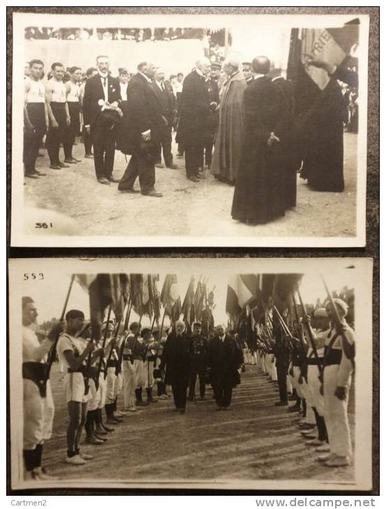 2 CARTES PHOTOS : PERSONNAGE POLITIQUE RELIGIEUX ET MILITAIRE A LOCALISER CONCOURS DE GYMNASTIQUE FETE CONGRES - Hommes Politiques & Militaires