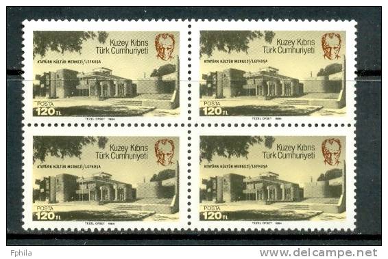 1984 NORTH CYPRUS ATATURK CULTURAL CENTER BLOCK OF 4 MNH ** - Ongebruikt