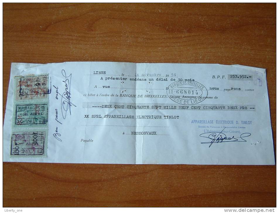 Banque De Bruxelles - Liège / 1956 ! - Lettres De Change