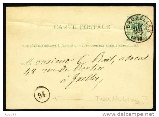 1880 Belgium Postal Card. Bruxelles 17.Juil.1880. (G22b009) - Cartes-lettres