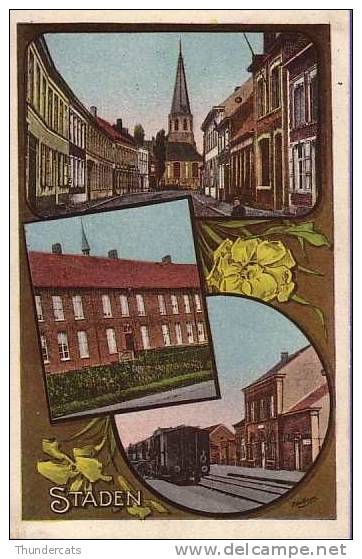 CPA LITHO STADEN LA GARE L'EGLISE ** STADEN LITHO KAART DE KERK STATION J. VAN ROSSOM - Staden