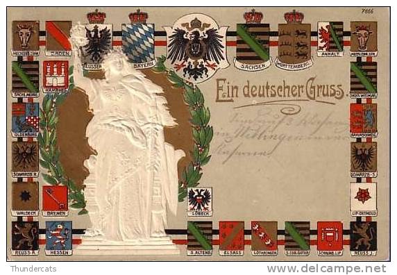 CPA EN RELIEF GAUFREE ALLEMAGNE   ** EMBOSSED CARD GERMANY ** EIN DEUTSCHER GRUSS - Souvenir De...