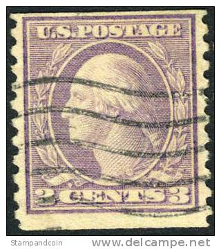 US #493 Used 3c Washington Coil Of 1917 - Rollenmarken
