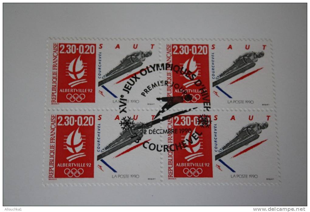 France XVIé Jeux Olympiques D'hiver Courchevel 73 Bloc-feuillet Premier Jour: Le Saut  22/12/1990 : Albertville 92 - Souvenir Blocks & Sheetlets