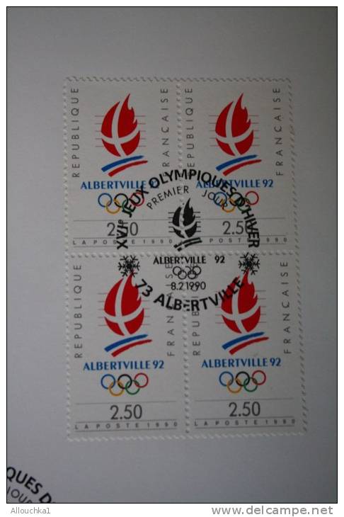 France XVIé Jeux Olympiques D'hiverAlbertville 73 Bloc-feuillet Premier Jour: La Flamme Olympiq8/2/1990 :Albertville 92 - Souvenir Blocks & Sheetlets
